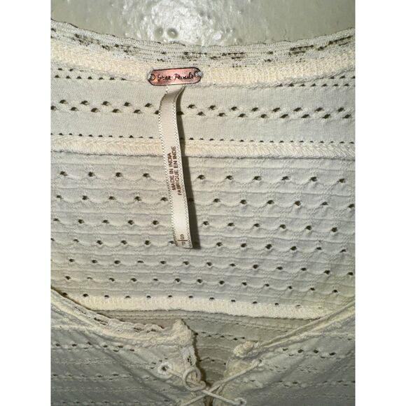 Free People Mini Dress Womens Size Small Ivory Bell Sleeve Boho Hippie - Picture 3 of 4